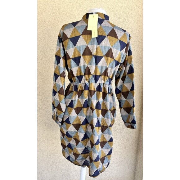 Ashir Aley Geometric Artsy Dress Size XL Mini Long Sleeves Pockets Casual Work - Picture 3 of 14